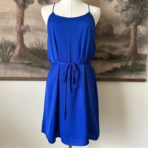 fab'rik Cobalt Blue Midi Dress with Tie Waist